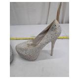 Rhinestone Encrusted Platform Stilettos - Size 10