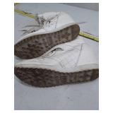 White Leather High-Top Sneakers with Gold Hardware - Size 10