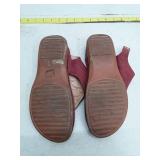 Red Embroidered Thong Sandals with Buckle