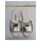 Daniel Green Silver Metallic Slides - Size 10