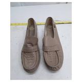 Taupe Leather Comfort Loafers - Size 10W