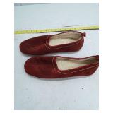 Red Suede Shearling-Lined House Slippers - Not Sure Size, see scale for reference