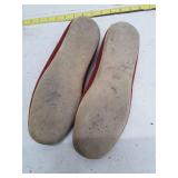 Red Suede Shearling-Lined House Slippers - Not Sure Size, see scale for reference