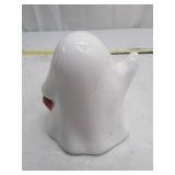 Light-Up Ceramic Ghost with Pumpkin Halloween Decoration