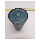 Blue Glass Ribbed Tumbler with Lid