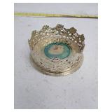 Decorative Metal Wine Coaster with Floral Filigree Design