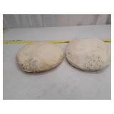 Round White Cotton Decorative Pillows with Cutwork Embroidery - Set of 2