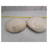 Round White Cotton Decorative Pillows with Cutwork Embroidery - Set of 2