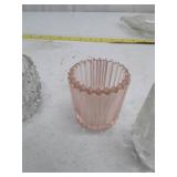 Collection of Pressed Glass Items - Votive Holders, Cup and Compote