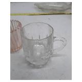 Collection of Pressed Glass Items - Votive Holders, Cup and Compote