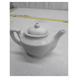 White Porcelain Teapot with Pink Rose Design