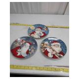 Christmas Decorative Plates with Santa Design - Set of 3