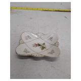 Porcelain Decorative Dish with Butterfly Motif and Rose Design