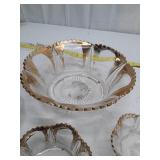 Cut Glass Bowls with Gold Trim, 4 pc set