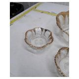 Cut Glass Bowls with Gold Trim, 4 pc set