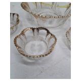 Cut Glass Bowls with Gold Trim, 4 pc set