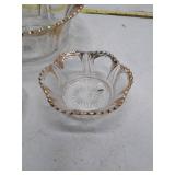 Cut Glass Bowls with Gold Trim, 4 pc set