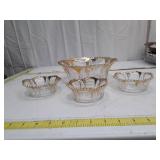 Cut Glass Bowls with Gold Trim, 4 pc set
