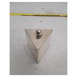 Triangular Silver Metal Box with Spherical Knob