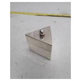 Triangular Silver Metal Box with Spherical Knob