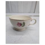 Porcelain Teacup with Pink Rose Design and Gold Trim