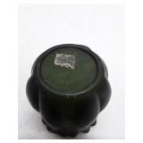 Green Glass Votive Candle Holder with Scalloped Edge