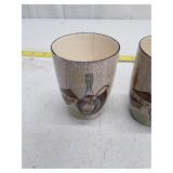 Set of 4 Hand-Painted Ceramic Wine Tumblers with Chianti Bottle Design