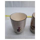 Set of 4 Hand-Painted Ceramic Wine Tumblers with Chianti Bottle Design
