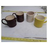 Ceramic Coffee Mug Set - Brown Embossed, Speckled White, Yellow