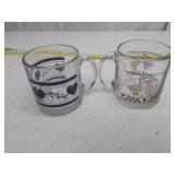 Glass Mugs with Duck and Heart Design Pattern