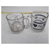 Glass Mugs with Duck and Heart Design Pattern