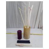 Decorative Candle Collection with Holders, some broken, see pictures