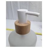 Frosted Glass Soap Dispenser with Bamboo Pump