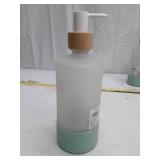 Frosted Glass Soap Dispenser with Bamboo Pump