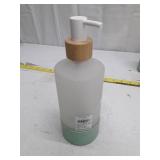 Frosted Glass Soap Dispenser with Bamboo Pump