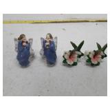 Porcelain Angel Figurine Napkin Rings with Hibiscus Flowers