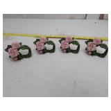 Pink Rose Napkin Rings Set of 4