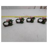Pink Rose Napkin Rings Set of 4