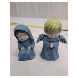Decorative Religious Figurines - Blue Robed Angel and Madonna Set