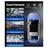 9\ Portable Carplay Screen for Car Wireless CarPlay and Android Auto Carscreen wiht 5K Dash Cam and 1080p Backup CameraBluetoothGPSVoice ControlMirror Linkin