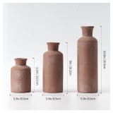LUKA Ceramic Rustic Farmhouse Vase,Terracotta Vases for Decor,Vase Set of 3,Vases for Your Bedroom,Office,Living Room,Fireplace,Bookshelf Decor,Housewarming 10+7.5+5 Inch