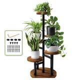 AUGOSTA 5 Tier Plant Stand, Tall Metal Wood Shelf Holder for Indoor Plants, Outdoor Garden Plant Display Rack Flower Pot Stand for Corner Living Room Balcony Garden Patio
