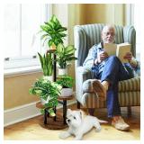 AUGOSTA 5 Tier Plant Stand, Tall Metal Wood Shelf Holder for Indoor Plants, Outdoor Garden Plant Display Rack Flower Pot Stand for Corner Living Room Balcony Garden Patio