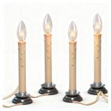 Konictom 7 Inch Electric Window Candle Lamp with Black Plum Iron Base, Electric Country Candle Lamp with 7W C26 Clear Bulb, Plug in Electric Candle Ready to Turn OnOff, IvoryCream- Set of 4