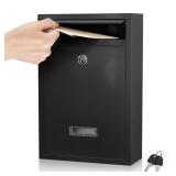 Mailbox Wall Mounted, Key Lock Mail Boxes, 3.3\ D x 8.5\in W x 12.6\in H, Weatherproof Secure Mail Box, Key Lock Mail Boxes Outdoor, White Large (Black Key Lock)in