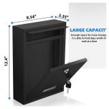 Mailbox Wall Mounted, Key Lock Mail Boxes, 3.3\ D x 8.5\in W x 12.6\in H, Weatherproof Secure Mail Box, Key Lock Mail Boxes Outdoor, White Large (Black Key Lock)in