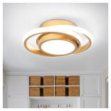 CANEOE Small Modern LED Ceiling Light, Gold Round Hallway Light Fixtures Ceilings, Indoor Ceiling Lamp Fixtures for Hallway Living Room Bedroom Kitchen Office Lighting Fixture