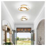 CANEOE Small Modern LED Ceiling Light, Gold Round Hallway Light Fixtures Ceilings, Indoor Ceiling Lamp Fixtures for Hallway Living Room Bedroom Kitchen Office Lighting Fixture