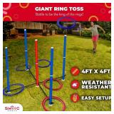 SWOOC Games - King Toss | Giant Ring Toss Game for Kids and Adults (4ft x 4ft) | Weatherproof Giant Outdoor Games for Adults and Family | Backyard Activities | Outside Yard and Lawn Game | Beach Fun