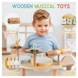 Kids Drum Set, Montessori Musical Instruments for Toddlers 1-3, Wooden Musical Toys for Baby 12-18 Months, Preschool Educational Xylophone Drum Kit, Birthday Gift for Boys Girls Ages 3+